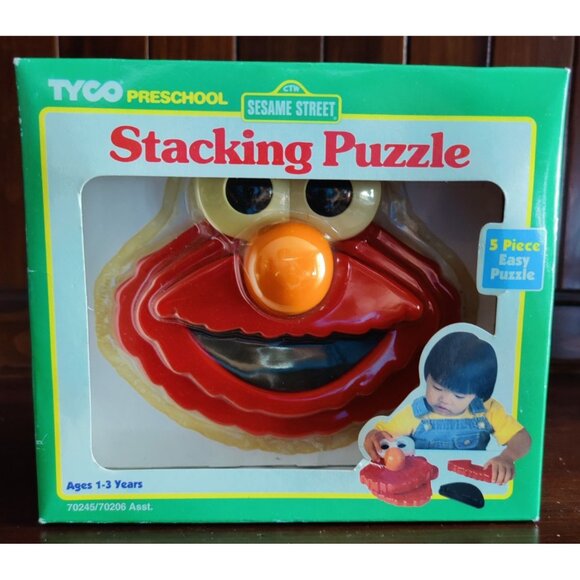 Vintage 1996 TYCO Sesame Street Plastic 5 Piece Stacking Puzzle ELMO Ages 1-3 - Picture 1 of 3